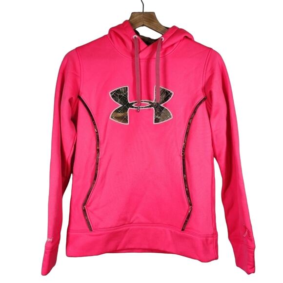 Pink Camouflage Logo Under Armour Hoodie Size S - Picture 1 of 5